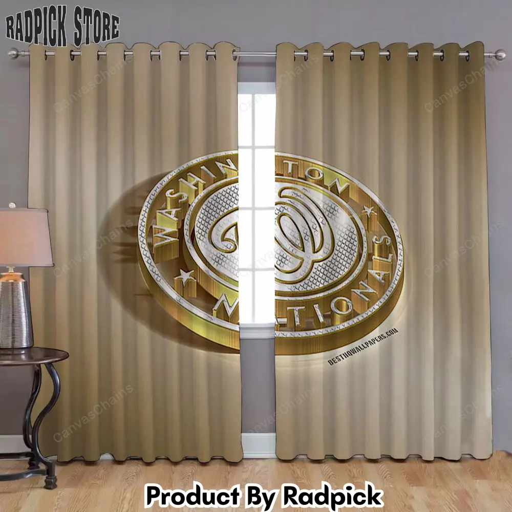 Radpick washington nationals window curtains american baseball club mlb golden silver curtains living room curtains for window rp85292